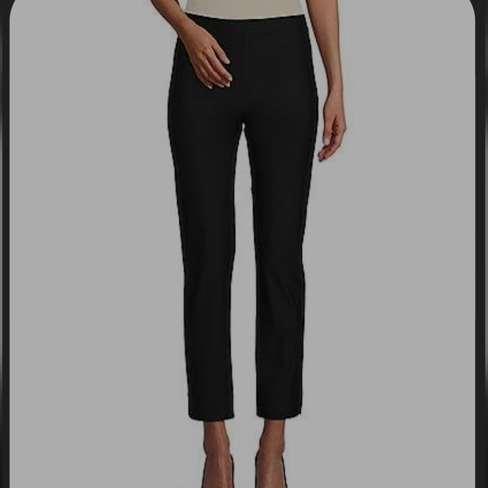 Rachel Zoe Blk Stretch Flat Front Ankle Pant Euc Sz.10 Approx 16" Waist 26" Inse